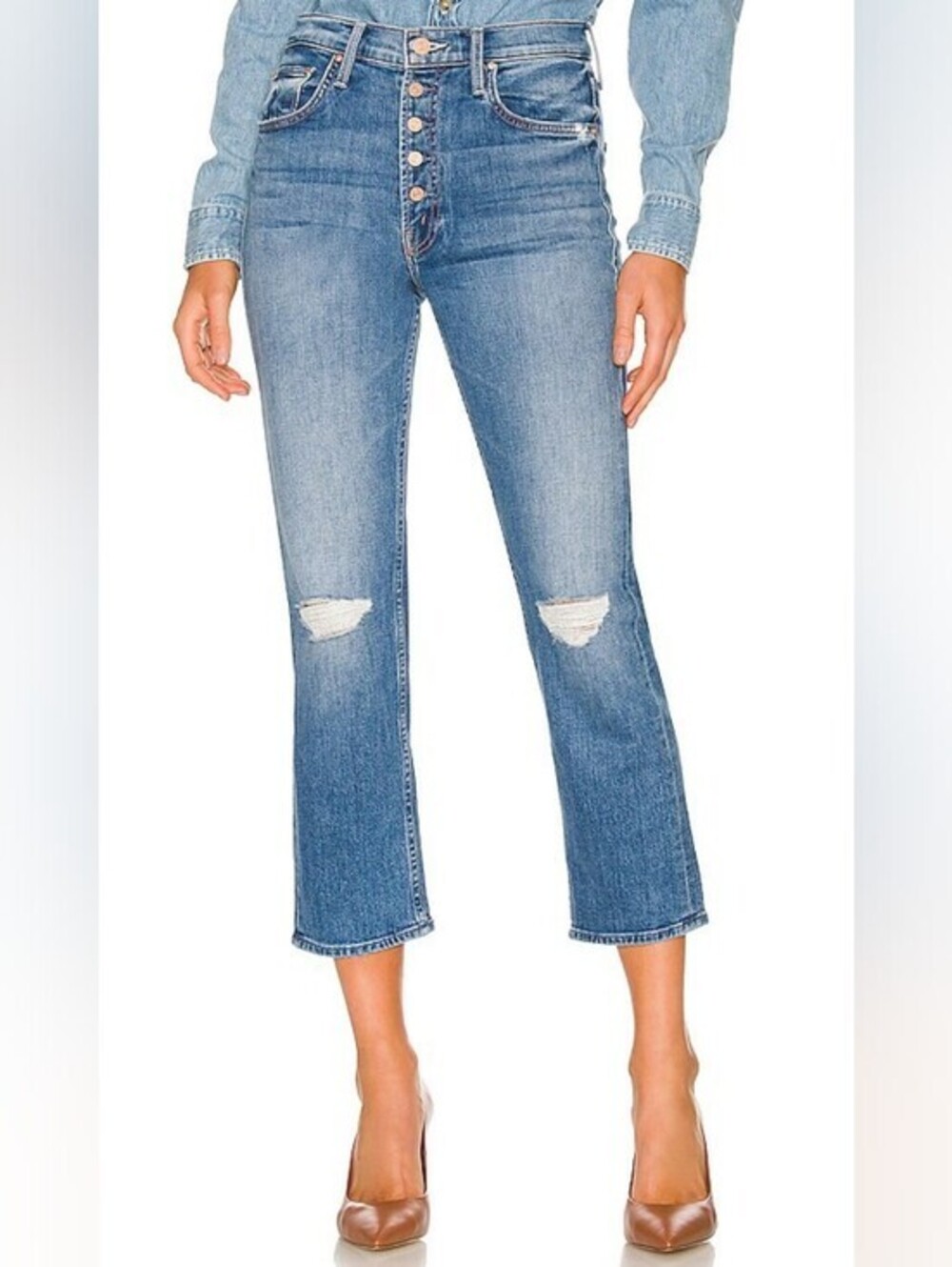 [NWT] MOTHER The Pixie Tomcat Crop Jean in Not Cut & Pasted Size 27